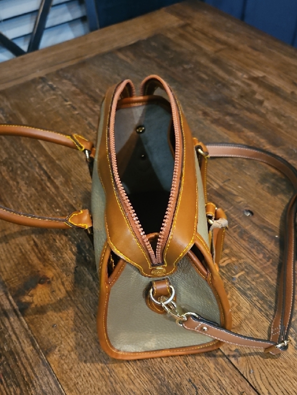 Dooney & Bourke Tan and Cream Pebbled Leather Satchel - Picture 11 of 16